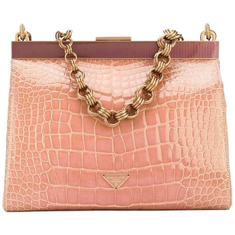 prada crocodile pink bag 2000|Prada snakeskin handbag.